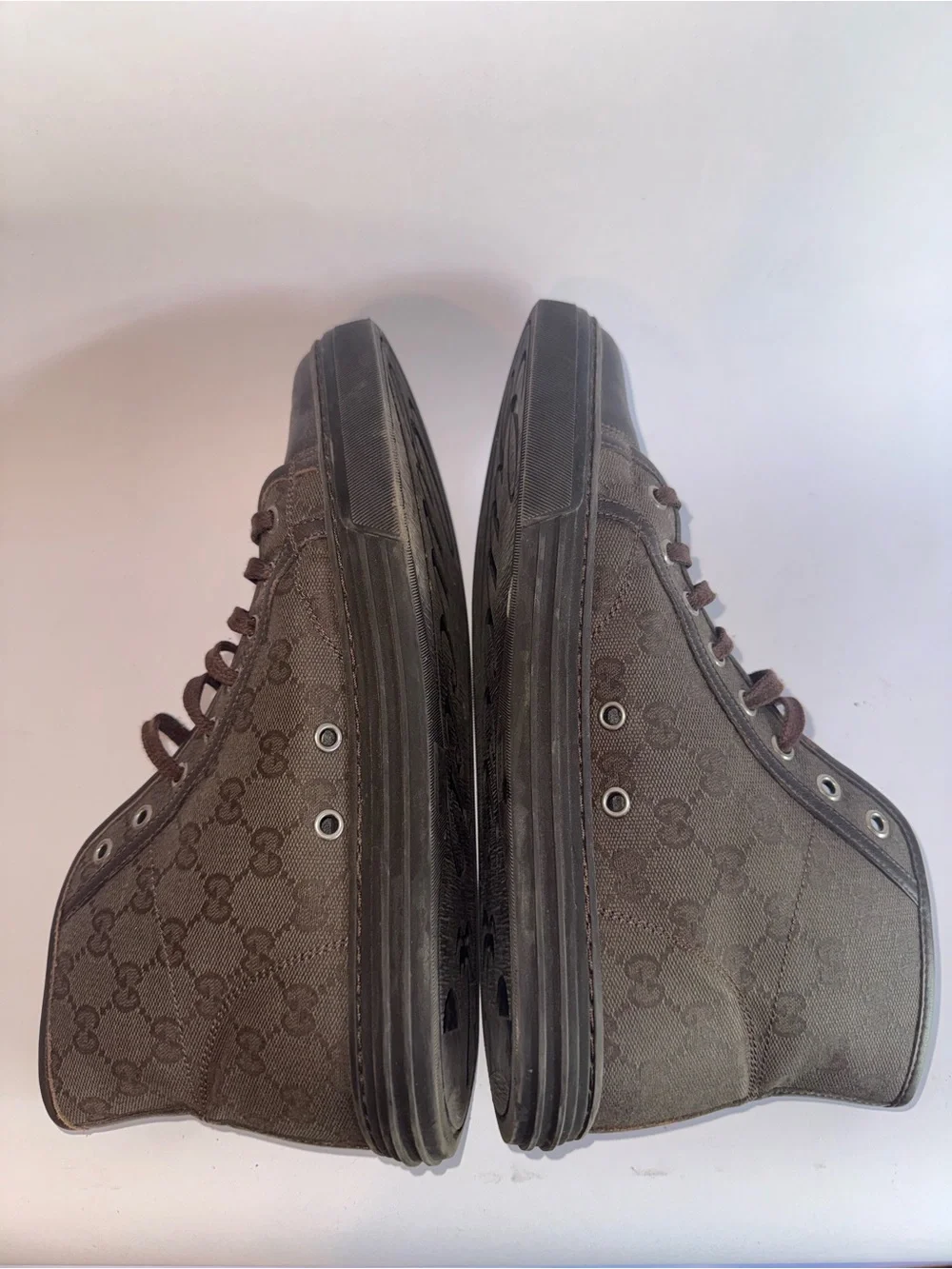 Gucci Brown GG Monogram Canvas Men’s High Top Sneaker Size 7.5